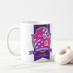 Quinanita letter Q crest pink unicorn name meaning Coffee Mug