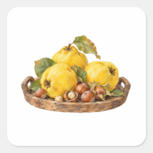 Quince and Hazelnuts on a Tray Square Sticker
