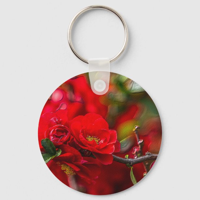 Quince Branch Painterly Key Ring (Front)
