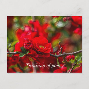 Quince Branch Painterly Thinking Of You Postcard
