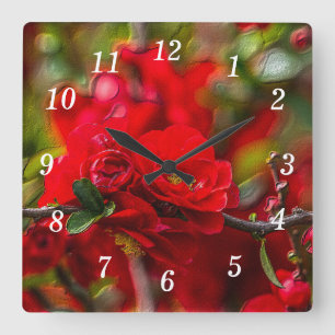Quince Branch Painterly Wall Clock