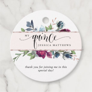 Quince Rose Gold Berry, Burgundy, Blue Floral Favour Tags