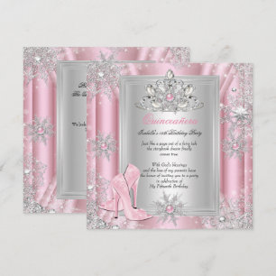 Quinceanera 15 Birthday Light Pink Heels 2 Invitation
