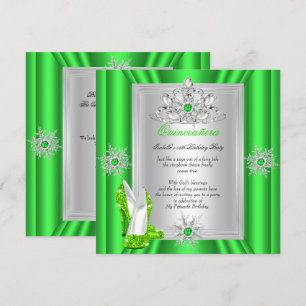 Quinceanera 15 Birthday Party Lime Green Heels Invitation