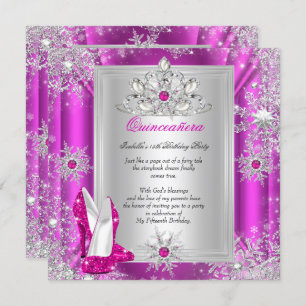 Quinceanera 15 Birthday Party Pink Heels 2 Invitation
