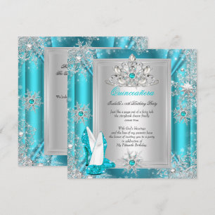 Quinceanera 15 Birthday Party Teal Heels 2 Invitation