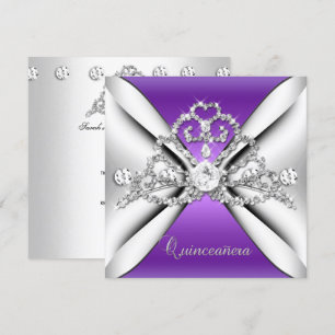 Quinceanera 15 Tiara Purple Silver White Invitation