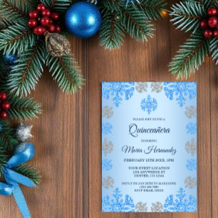 Quinceañera 15th Birthday Ice Blue Snowflake Vellum Invitations