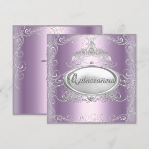 Quinceanera 15th Birthday Lilac Pink Silver Star Invitation