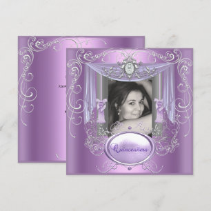 Quinceanera 15th Birthday Lilac Pink Silver Star Invitation