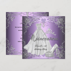 Quinceanera 15th Birthday Lilac Purple Invitation