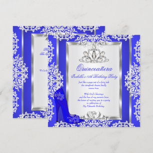Quinceanera 15th Birthday Magical Royal Blue Shoe Invitation