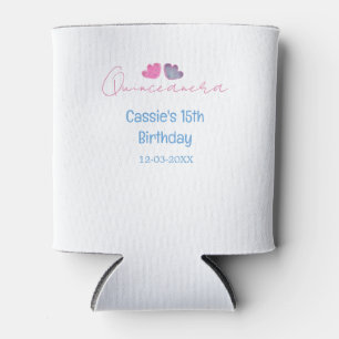 quinceanera 15th birthday name blue pink flower da can cooler