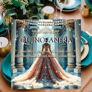 Quinceanera 15th Birthday Palace Peach Teal Invitation
