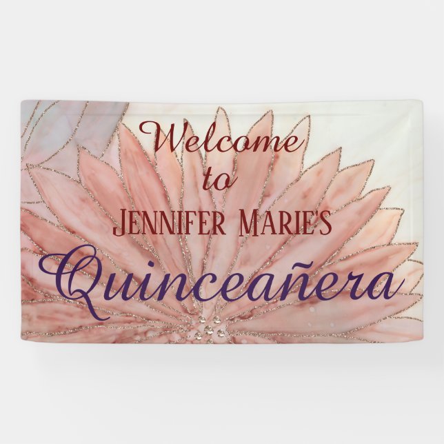 Quinceanera 15th Birthday Party Banner (Horizontal)