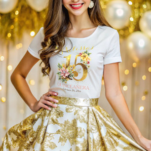 Quinceanera 15th Birthday Party Floral T-Shirt