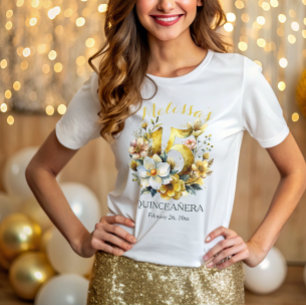 Quinceanera 15th Birthday Party Floral T-Shirt