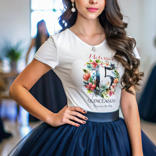 Quinceanera 15th Birthday Party Floral T-Shirt