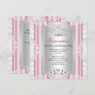 Quinceanera 15th Birthday Party Light Pink Lace Invitation
