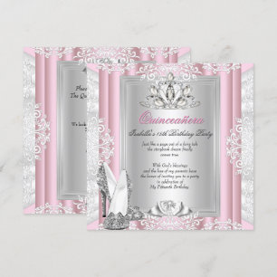 Quinceanera 15th Birthday Party Light Pink Shoes Invitation