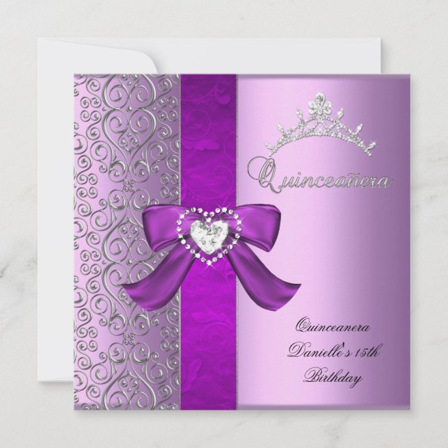 Quinceanera 15th Birthday Party Lilac Pink Invitation (Front)