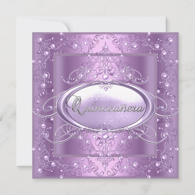 Quinceanera 15th Birthday Party Lilac Pink Pearl Invitation (Front)