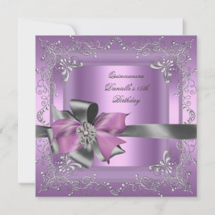 Quinceanera 15th Birthday Party Lilac Pink Silver Invitation