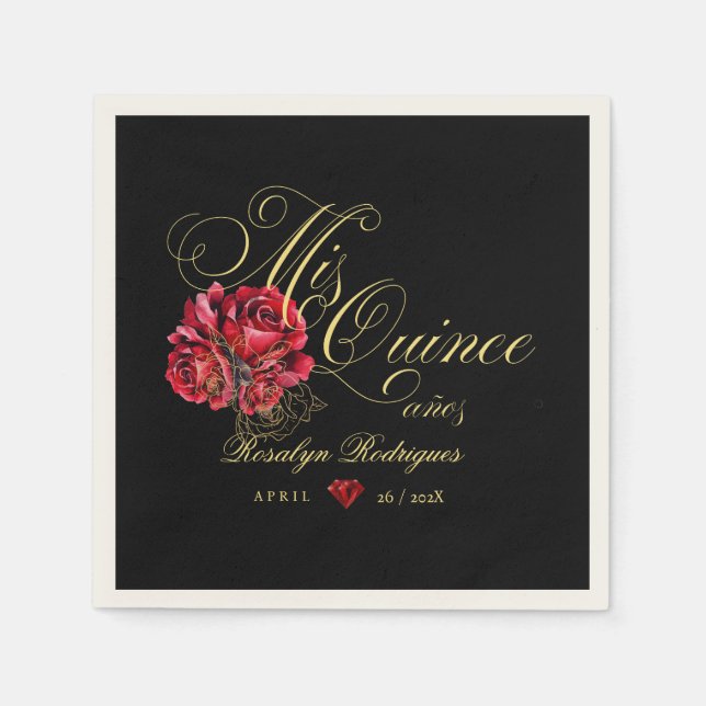 Quinceanera 15th Birthday Party Personalised  Napkin (Front)