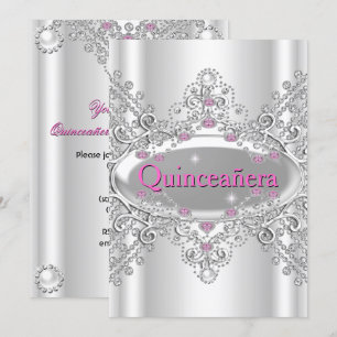 Quinceañera 15th Birthday Party Pink Diamonds Invitation