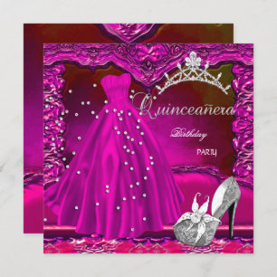 Quinceanera 15th Birthday Party Pink Dress Invitation