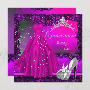 Quinceanera 15th Birthday Party Pink Dress Invitation