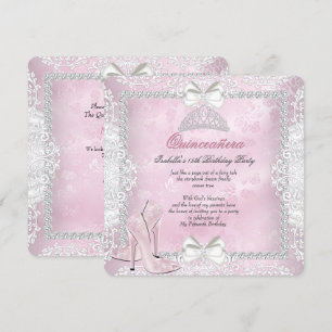 Quinceanera 15th Birthday Party Pink High Heels Invitation