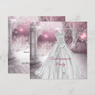 Quinceanera 15th Birthday Party Pink Invitation