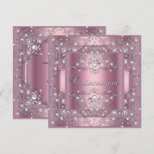 Quinceanera 15th Birthday Party Pink Pearl Invitation