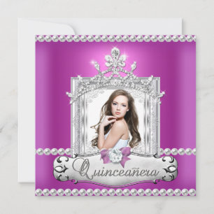 Quinceanera 15th Birthday Party Pink Tiara Invitation
