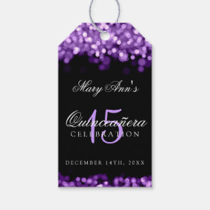 Quinceanera 15th Birthday Party Purple Lights Gift Tags
