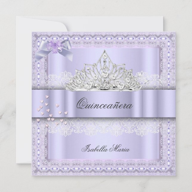 Quinceanera 15th Birthday Party Purple Lilac 2 Invitation (Front)