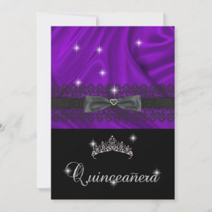 Quinceanera 15th Birthday Party Purple Silk Invitation