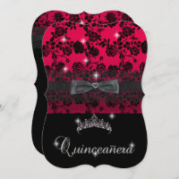 Quinceanera 15th Birthday Party Red Black Lace