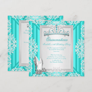 Quinceanera 15th Birthday Party Teal Blue Invitation