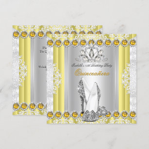 Quinceanera 15th Birthday Party Yellow Gold Invitation