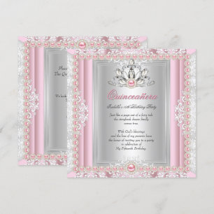 Quinceanera 15th Birthday Pearl Light Pink Invitation