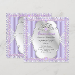 Quinceanera 15th Birthday Pearl Purple Silver Invitation