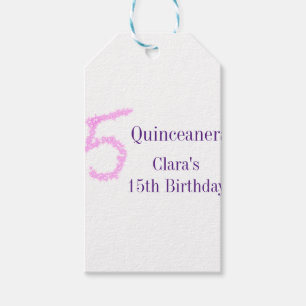 Quinceanera 15th birthday pink glitter template gift tags