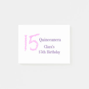 Quinceanera 15th birthday pink glitter template post-it notes