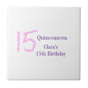 Quinceanera 15th birthday pink glitter template  tile
