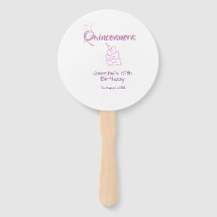 quinceanera 15th birthday purple pink birthday cak hand fan