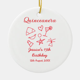 Quinceanera 15th birthday red beach party tree sun ceramic tree decoration
