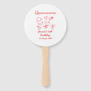 Quinceanera 15th birthday red beach party tree sun hand fan