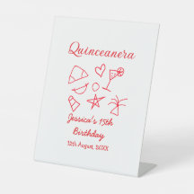 Quinceanera 15th birthday red beach party tree sun